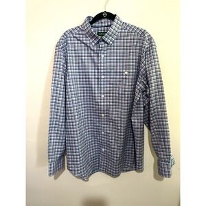 Orvis Men's Large Classic Fit Plaid Button Down Shirt Blue Red Long Sleeve
